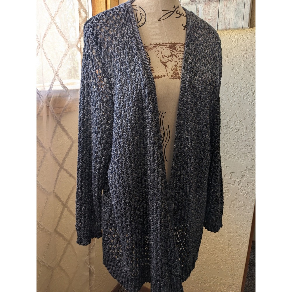 CB Established1962 Womens3X SpaceDye OpenKnit Cardigan Crochet BohoSlouchyDuster